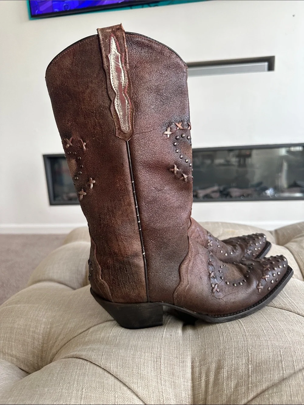 Dan Post Brown Studded Western Ankle Boots